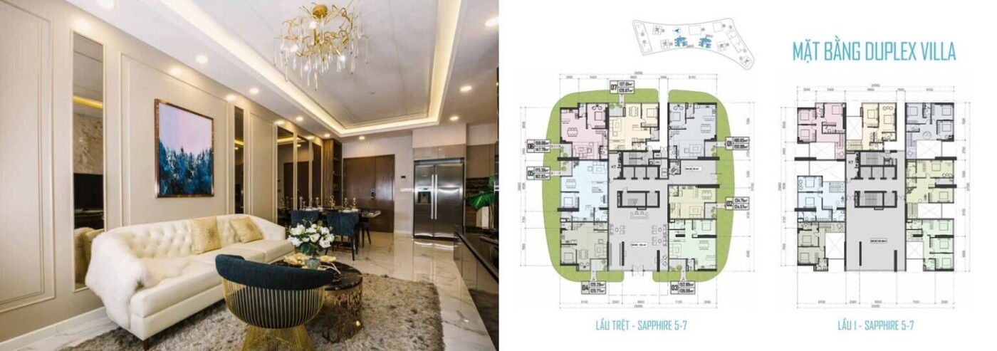 mặt bằng tầng căn hộ Garden Duplex The Privé