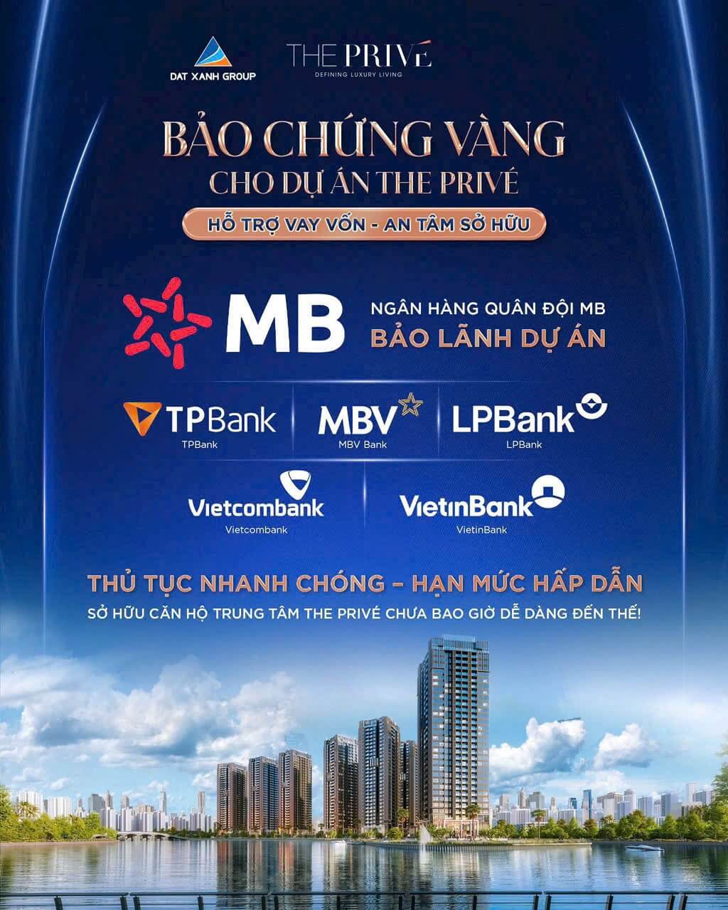 thông tin 6 Ngân Hàng cho vay dự án The Privé