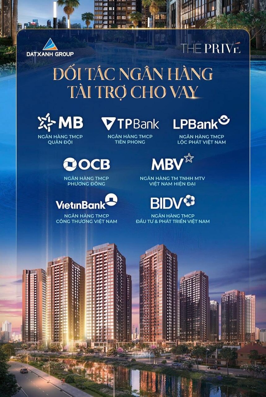 danh sách 7 Ngân Hàng cho vay dự án The Privé