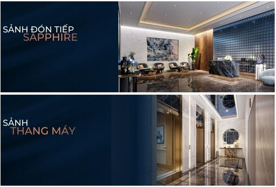 sảnh lễ tân và thang máy The Privé