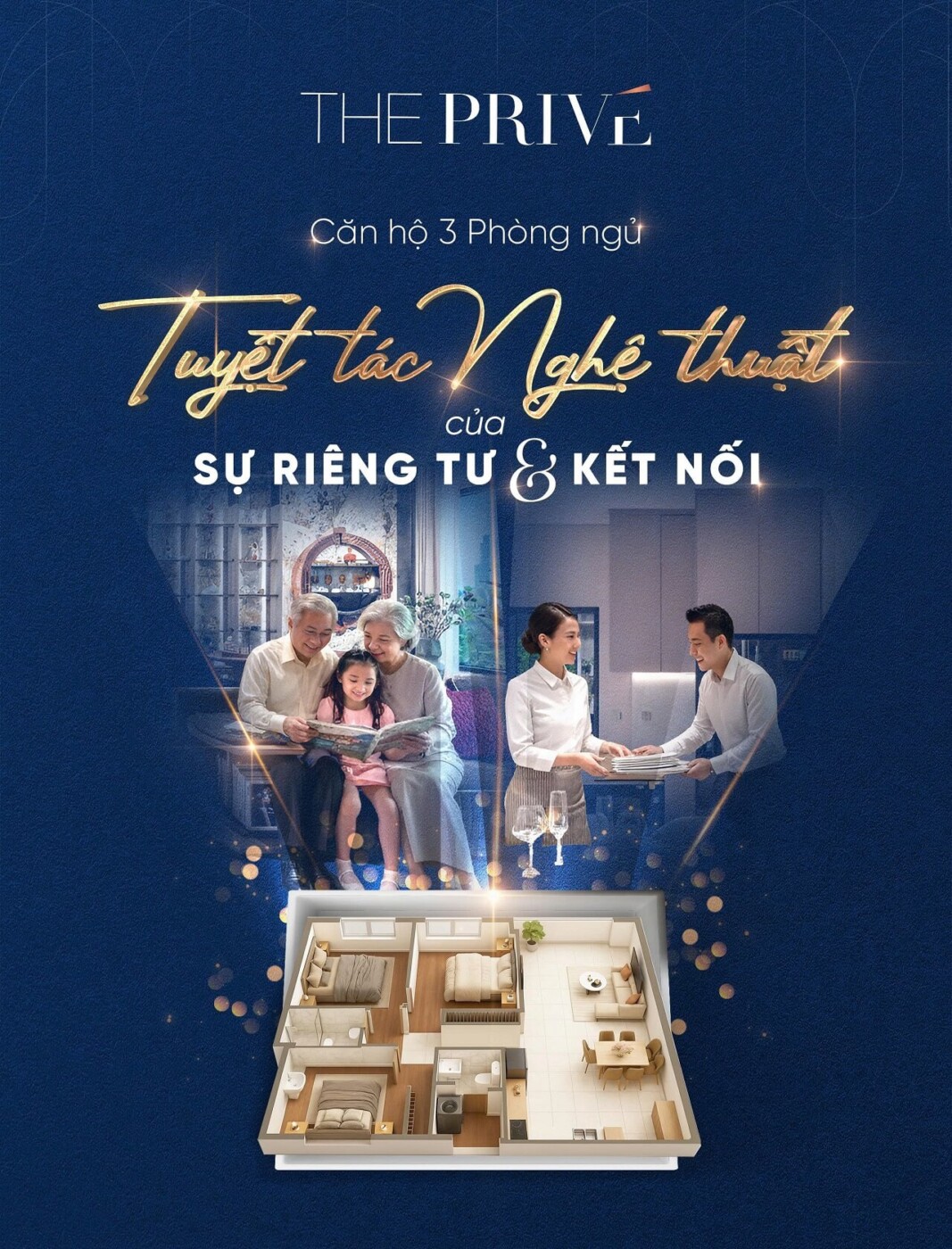 căn hộ 3 phòng ngủ The Privé tuyệt tác nghệ thuật