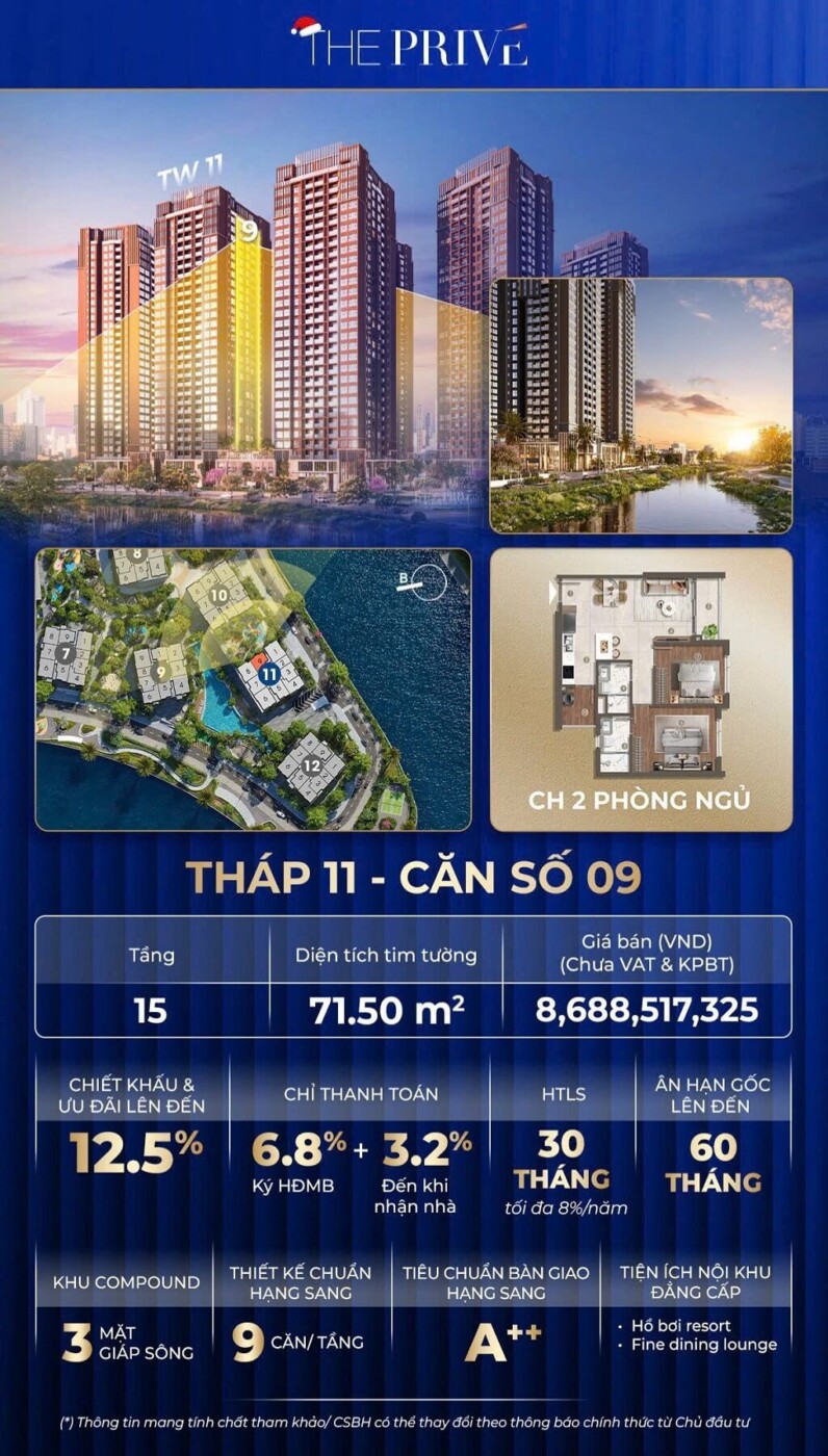 Bán 2 Phòng ngủ The Privé Giá tốt Toà Tháp 11
