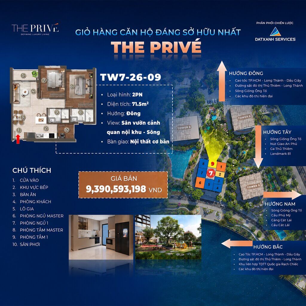 Giá Bán Căn Hộ 2 Phòng Ngủ Tháp 7 The Privé